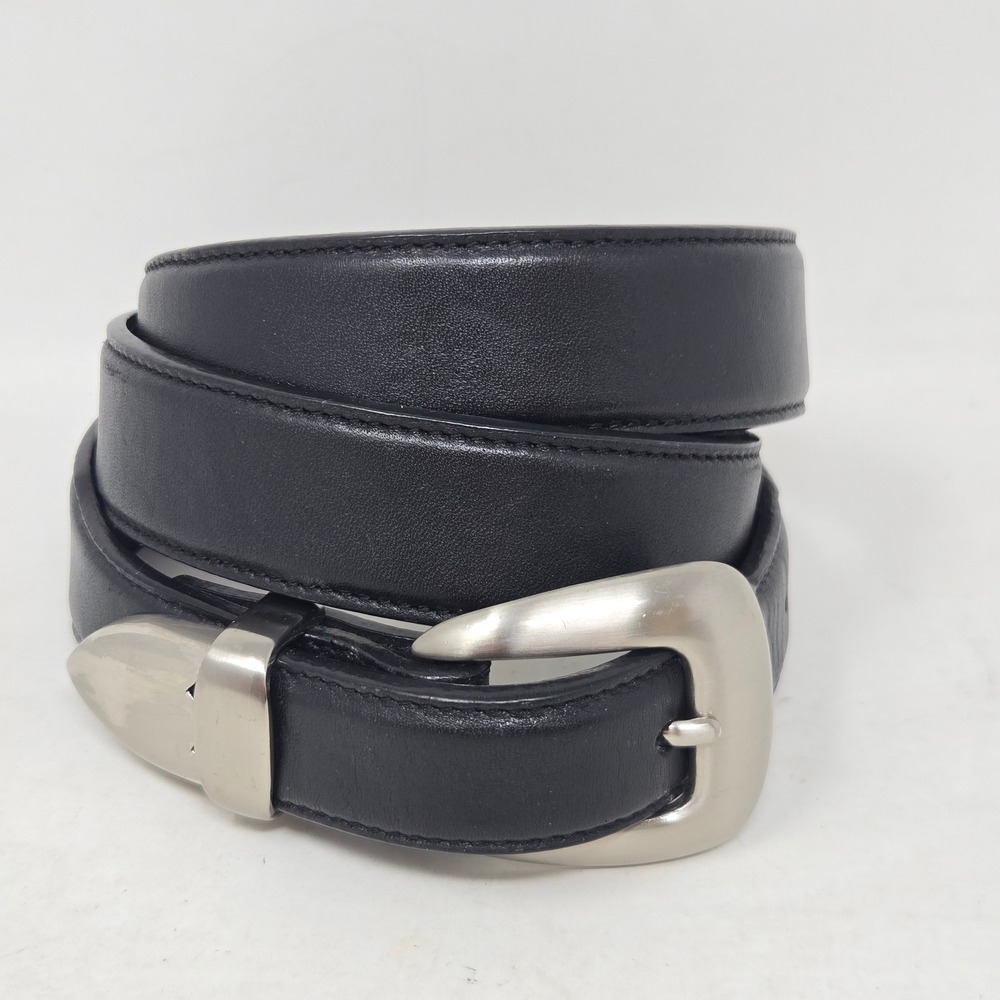 Nocona Belt Co Mens Black Leather Western Tapered Belt Silver Hardware 40